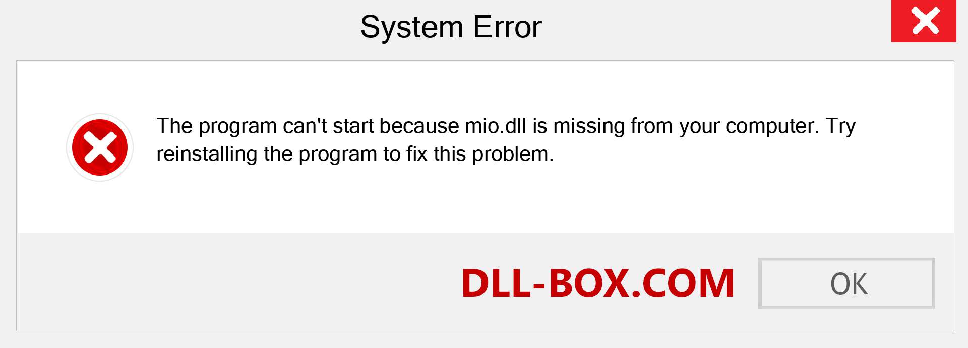  mio.dll file is missing?. Download for Windows 7, 8, 10 - Fix  mio dll Missing Error on Windows, photos, images
